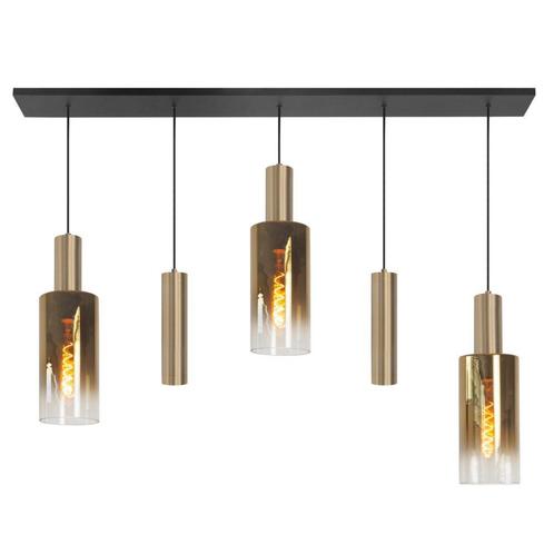 Moderne Hanglamp | Zwart | 2 x GU10 Gouden kokers, Huis en Inrichting, Lampen | Hanglampen, 75 cm of meer, Nieuw, Metaal, Ophalen of Verzenden