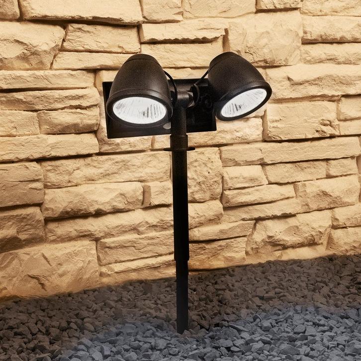 Solar priklamp Vision met twee spots en 5 lichtstanden, Tuin en Terras, Buitenverlichting, Bewegingssensor, Waterbestendig, Led