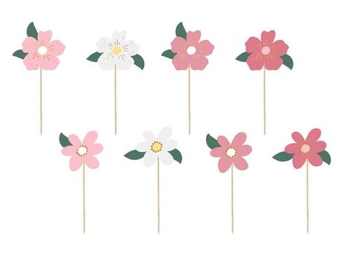 Caketopper Bloemen 14,5cm 8st, Hobby en Vrije tijd, Feestartikelen, Nieuw, Verzenden