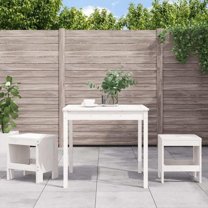 vidaXL 3-delige Bistroset massief grenenhout wit, Tuin en Terras, Tuinsets en Loungesets, Nieuw, 3 zitplaatsen, Verzenden