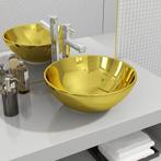 vidaXL Wastafel 32,5x14 cm keramiek goudkleurig, Verzenden, Nieuw
