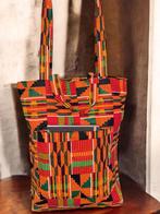 Shopper tas met Afrikaanse print - Oranje Kente - Herbruikba, Sieraden, Tassen en Uiterlijk, Tassen | Damestassen, Ophalen of Verzenden