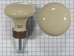 Porseleinen knop ivoor 35 mm met ijzer geroeste voet