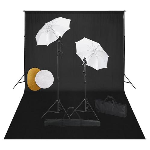 vidaXL Fotostudioset met lampen, paraplus, achtergrond en, Audio, Tv en Foto, Fotografie | Fotostudio en Toebehoren, Nieuw, Verzenden