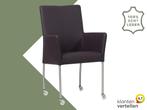 Leren eetkamerstoel Comfort met wieltjes en armleuning -, Huis en Inrichting, Stoelen, Nieuw, Leer, Ophalen of Verzenden, Eén