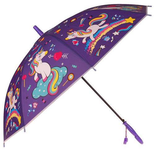 Kinderparaplu Paars- Eenhoorns-Regenboog-Sterren met Fluitje, Sieraden, Tassen en Uiterlijk, Overige Accessoires, Nieuw, Ophalen of Verzenden
