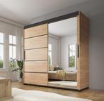 Kledingkast Fabio - Eiken - Industrieel - Modern, Huis en Inrichting, Kasten | Vitrinekasten, Verzenden, Nieuw, 200 cm of meer