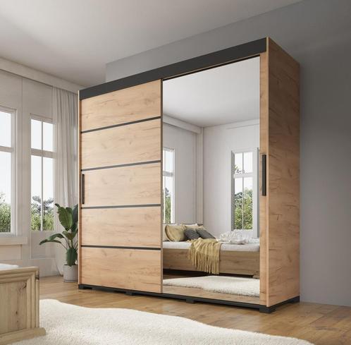 Kledingkast Fabio - Eiken - Industrieel - Modern, Huis en Inrichting, Kasten | Vitrinekasten, 50 tot 75 cm, Nieuw, 150 tot 200 cm