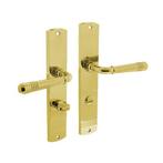 Deurklink Helena op schild 235x45x8 mm met wc63/8 mm mess..., Ophalen of Verzenden, Nieuw, Koper of Messing, Klink of Kruk