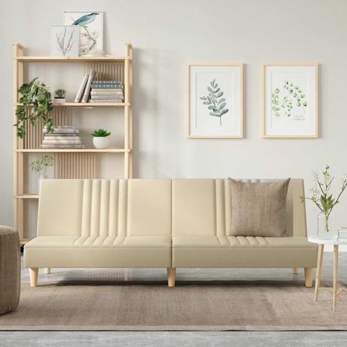 vidaXL Slaapbank stof crèmekleurig, Huis en Inrichting, Banken | Bankstellen, Nieuw, 200 tot 250 cm, Stof, Verzenden
