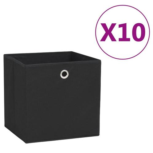 vidaXL Opbergboxen 10 st 28x28x28 cm nonwoven stof zwart, Huis en Inrichting, Woonaccessoires | Kisten, Nieuw, Verzenden