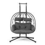 Polyrotan Dubbele Hangstoel Aria - Donkergrijs - Incl. Onder, Tuin en Terras, Tuinstoelen, Verzenden, Nieuw