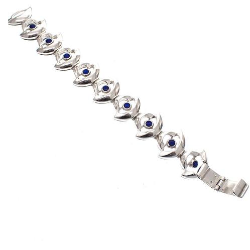 Zilveren armband met emaille ogen | 19 cm (zware armband), Sieraden, Tassen en Uiterlijk, Armbanden, Overige kleuren, Gebruikt