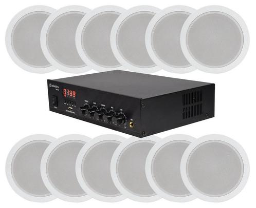 Geluidsinstallatie Met Compacte 100V Versterker En 12 Witte, Audio, Tv en Foto, Luidsprekers, Overige typen, Nieuw, Overige merken
