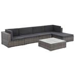 vidaXL 6-delige Loungeset met kussens poly rattan grijs, 6 zitplaatsen, Nieuw, Loungeset, Verzenden