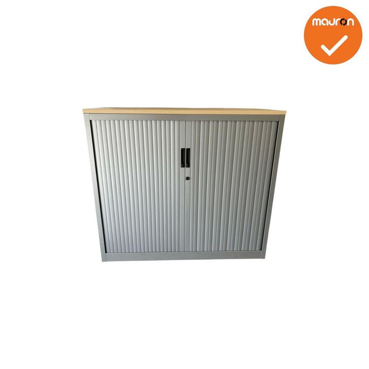 Roldeurkast -105x120x47cm - Zilvergrijs met zilvergrijze..., Zakelijke goederen, Kantoor en Winkelinrichting | Kantoormeubilair en Inrichting