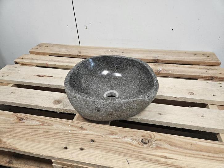 Waskom 33 x 30 x 13 cm Riviersteen Grijs, Doe-het-zelf en Verbouw, Sanitair, Bad, Nieuw, Steen, Ophalen of Verzenden