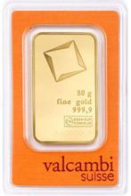 50 gram - Goud .999 - Valcambi - Verzegeld en met, Postzegels en Munten, Edelmetalen en Baren