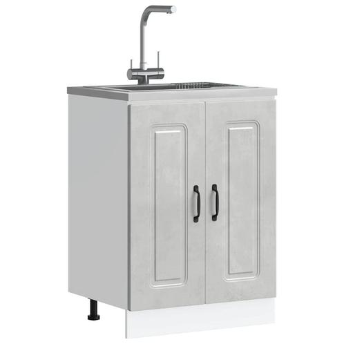 vidaXL Spoelbakonderkast Kalmar 60x46x81,5 cm bewerkt hout, Huis en Inrichting, Keuken | Keukenelementen, Grijs, Nieuw, Verzenden
