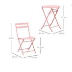3-delige Roze Bistroset – Opvouwbare Tafel & Stoelen, Tuin en Terras, Verzenden, Nieuw
