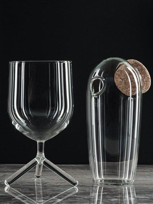 4x tripod glass & 4x small jug - Drinkset (8) - Unieke, Antiek en Kunst, Kunst | Designobjecten