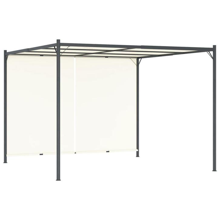 vidaXL Pergola met verstelbaar dak 3x3 m staal crèmewit, Tuin en Terras, Palen, Balken en Planken, Nieuw, Verzenden