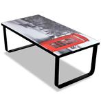 vidaXL Salontafel met telefooncel-print glazen tafelblad, Huis en Inrichting, Verzenden, Nieuw, 50 tot 100 cm, Glas