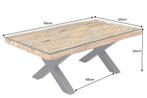 Massieve salontafel BARRACUDA 110cm antiek naturel teakhout, Ophalen of Verzenden, Nieuw