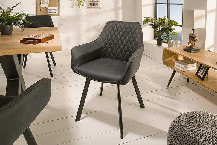 Retro stoel PALERMO antraciet met armleuning en decoratieve, Huis en Inrichting, Stoelen, Ophalen of Verzenden