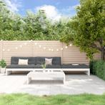 vidaXL 4-delige Loungeset met kussens massief hout wit, 4 zitplaatsen, Verzenden, Nieuw, Loungeset