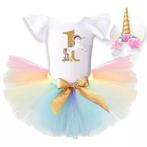 3-delig eerste verjaardag set Unicorn Dream deLuxe, Kinderen en Baby's, Babykleding | Maat 80, Nieuw, Jurkje of Rokje, Meisje