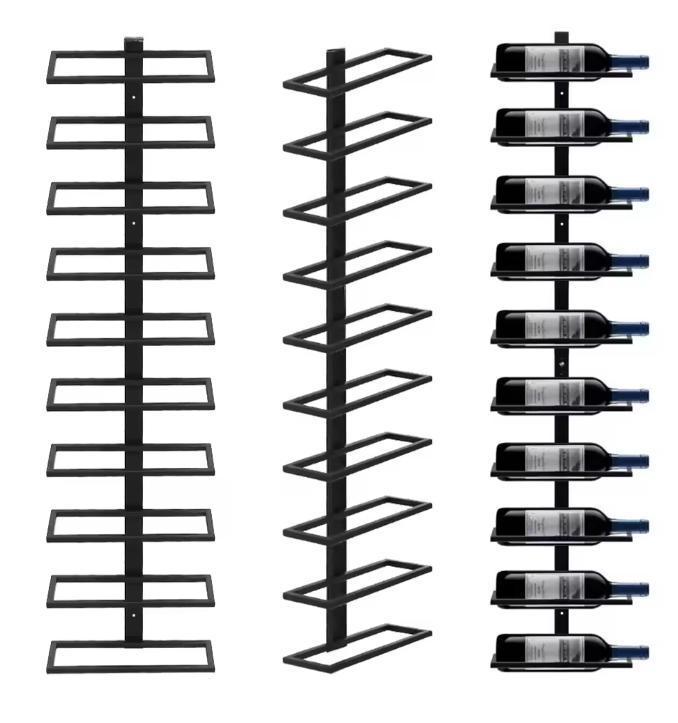 Zwart Metalen Wand Wijnrek – Flessenhouder voor 10 Wijnfless, Huis en Inrichting, Kasten | Wandmeubels, Nieuw, Verzenden