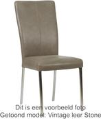Set van 8 Donkergrijze leren moderne eetkamerstoelen - poot, Overige kleuren, Nieuw, Leer, Ophalen of Verzenden