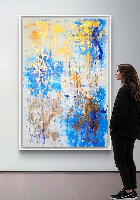 Irena Lenartowicz - Blue&Gold Composition - XXL, Antiek en Kunst, Kunst | Schilderijen | Modern