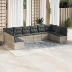 vidaXL 10-delige Loungeset met kussens poly rattan, Verzenden, Nieuw, Rotan, Loungeset