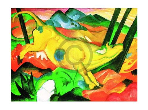 Kunstdruk Franz Marc - Gelbe Kuh 80x60cm, Huis en Inrichting, Woonaccessoires | Schilderijen, Tekeningen en Foto's, Nieuw, Verzenden