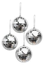 4x Discobal 10 cm Klein Discobol Spiegelbol Glitterbol Glitt, Ophalen of Verzenden, Nieuw, Feestartikel, Carnaval