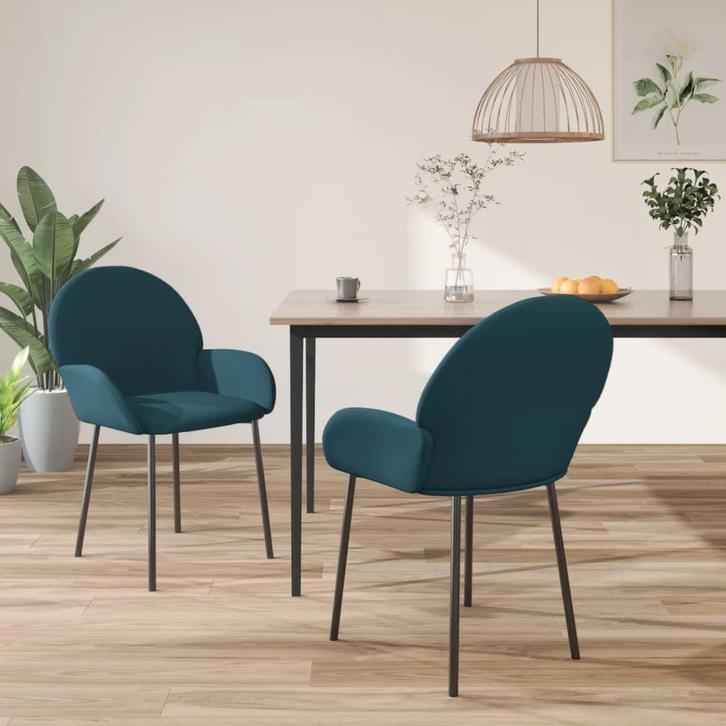 vidaXL Eetkamerstoelen 2 st fluweel blauw, Huis en Inrichting, Stoelen, Blauw, Nieuw, Verzenden