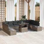 vidaXL Tuin Sofa Set met opslag 11 pcs Grijs Poly riet, Verzenden, Nieuw, Rotan