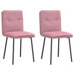 vidaXL Eetkamerstoelen 2 st fluweel roze, Huis en Inrichting, Stoelen, Verzenden, Nieuw
