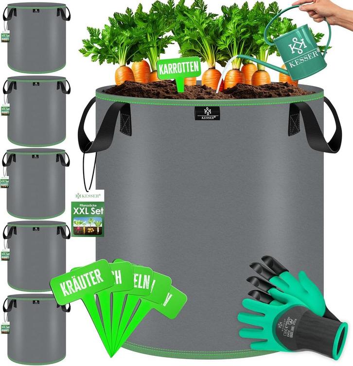 Plantenzak - 5 Stuks - 20L - Plantenzakken - Grijs - KESSER®, Tuin en Terras, Bloembakken en Plantenbakken, Zo goed als nieuw