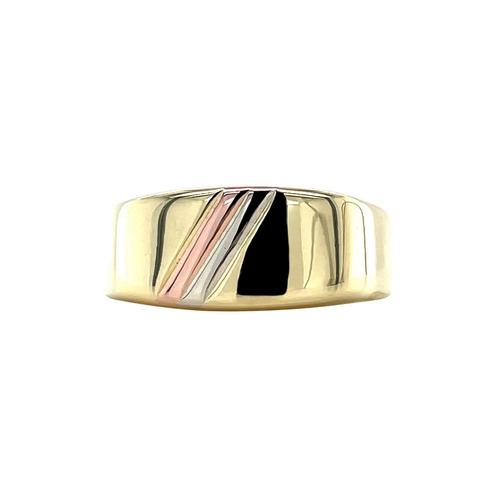 Tricolour gouden zegelring 14 karaat, Sieraden, Tassen en Uiterlijk, Ringen, Goud, Zo goed als nieuw, Verzenden