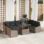 vidaXL 10-delige tuinsofa set met kussens in het grijs van, Tuin en Terras, Tuinsets en Loungesets, Verzenden, Nieuw, Rotan