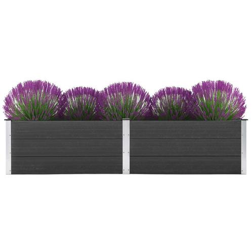 vidaXL Plantenbak verhoogd 250x100x54 cm HKC grijs, Tuin en Terras, Bloembakken en Plantenbakken, 100 cm of meer, Nieuw, Hout