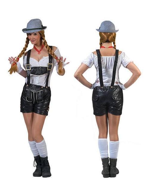 Tiroolse lederhose dames lederlook zwart, Kleding | Dames, Carnavalskleding en Feestkleding, Nieuw, Ophalen of Verzenden