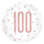 Helium Ballon 100 Jaar Rose Goud 45cm leeg, Verzenden, Nieuw