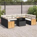 vidaXL 10-delige Loungeset met kussens poly rattan acacia, Verzenden, Nieuw, Rotan, Loungeset