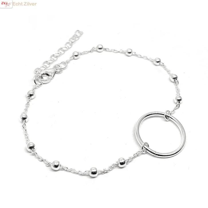 Zilveren cirkel karma bolletjes armbandje, Sieraden, Tassen en Uiterlijk, Armbanden, Nieuw, Verzenden