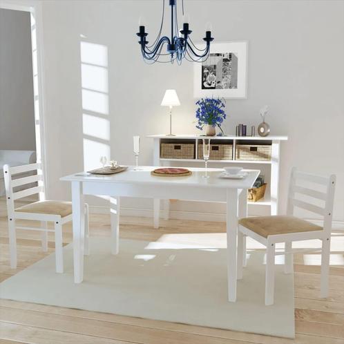 vidaXL Eetkamerstoelen 2 st massief rubberwood en fluweel, Huis en Inrichting, Stoelen, Wit, Nieuw, Verzenden