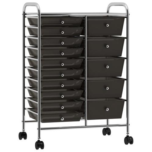 vidaXL Opbergtrolley met 15 lades mobiel XXL kunststof zwart, Doe-het-zelf en Verbouw, Gereedschap | Overige machines, Nieuw, Verzenden